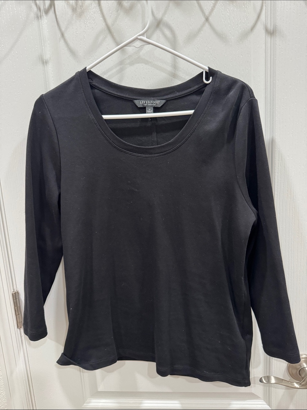 Liverpool Black Long-Sleeve Scoop Neck Top